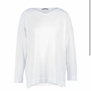 Oska Tarovi Linen Cotton Lightweight Pullover Tunic Sweater Top Cream Off white